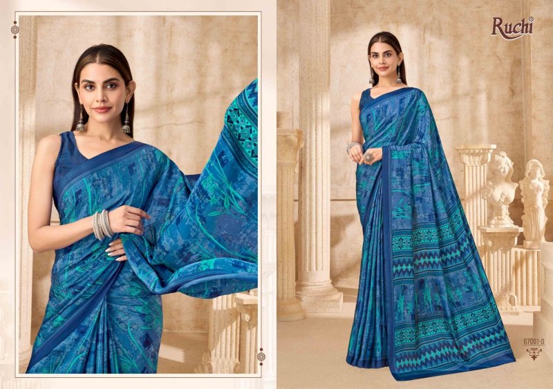 Vedanta Silk 54 By Ruchi Silk Crepe Printed Saree